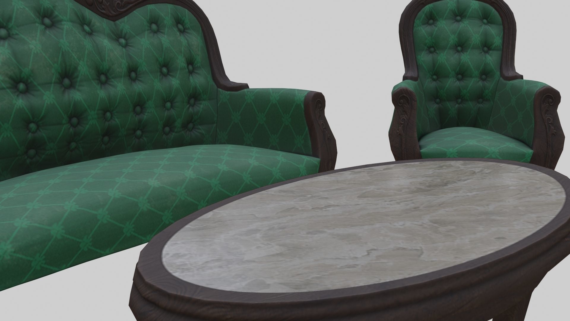 Vintage Victorian Living Room Pack With PBR Materials Low-poly 3D model_24