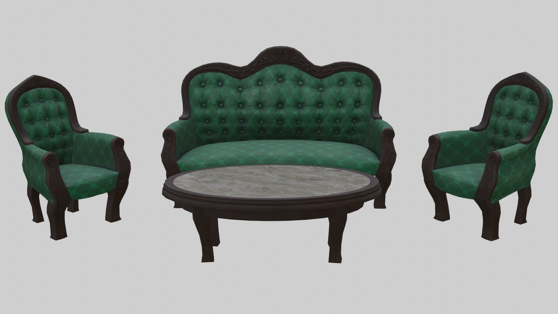 Vintage Victorian Living Room Pack With PBR Materials Low-poly 3D model_23