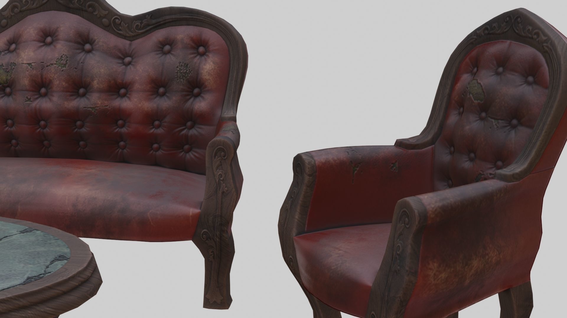 Vintage Victorian Living Room Pack With PBR Materials Low-poly 3D model_22