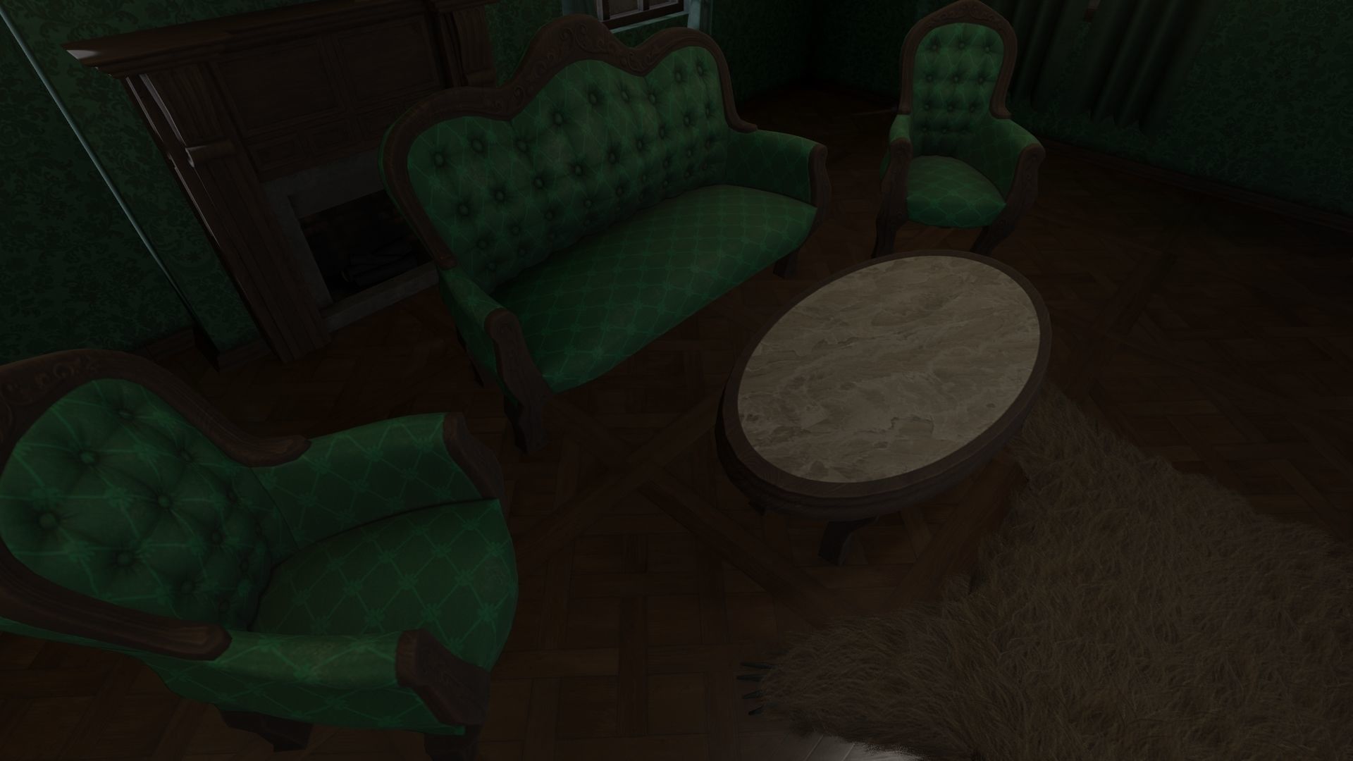Vintage Victorian Living Room Pack With PBR Materials Low-poly 3D model_8