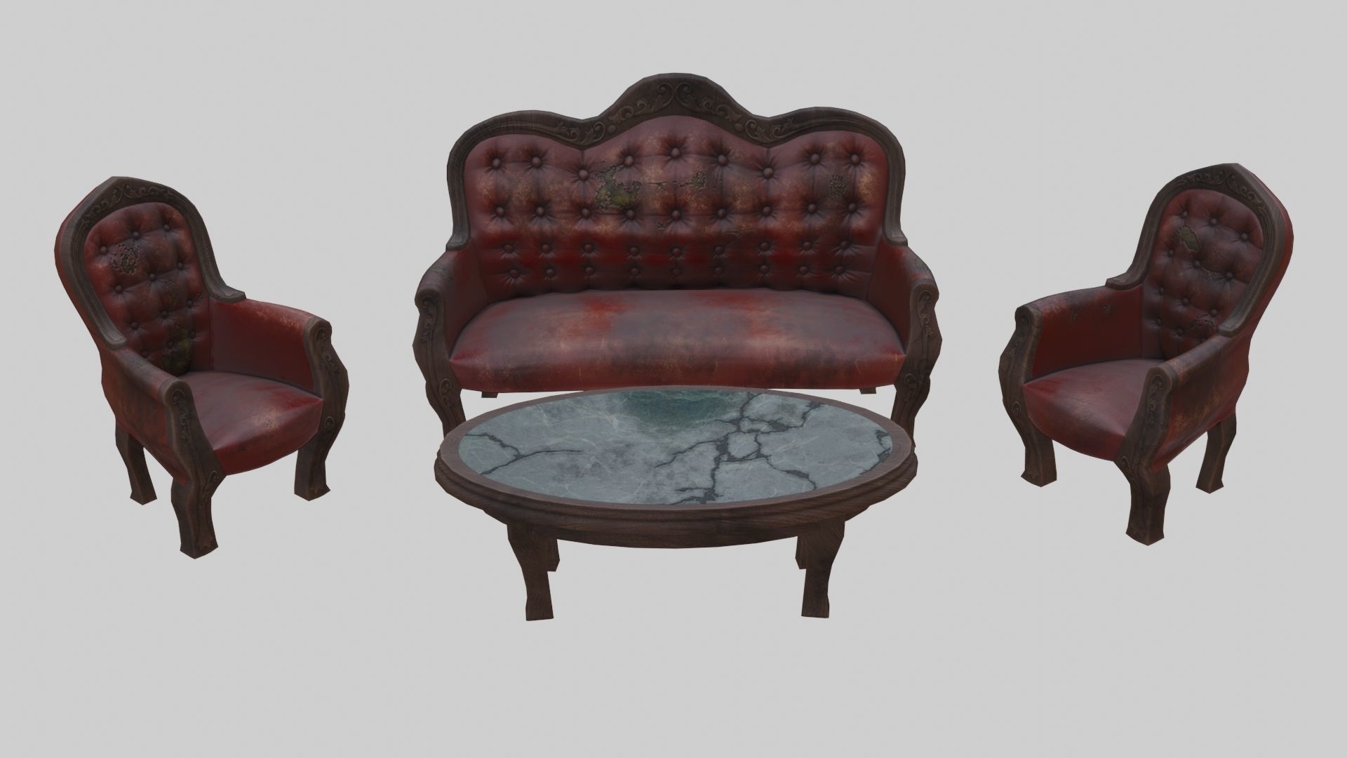 Vintage Victorian Living Room Pack With PBR Materials Low-poly 3D model_15