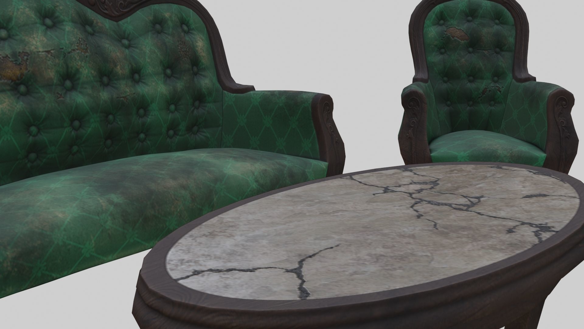 Vintage Victorian Living Room Pack With PBR Materials Low-poly 3D model_25