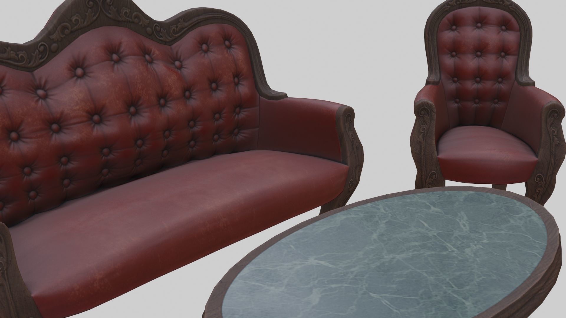 Vintage Victorian Living Room Pack With PBR Materials Low-poly 3D model_16