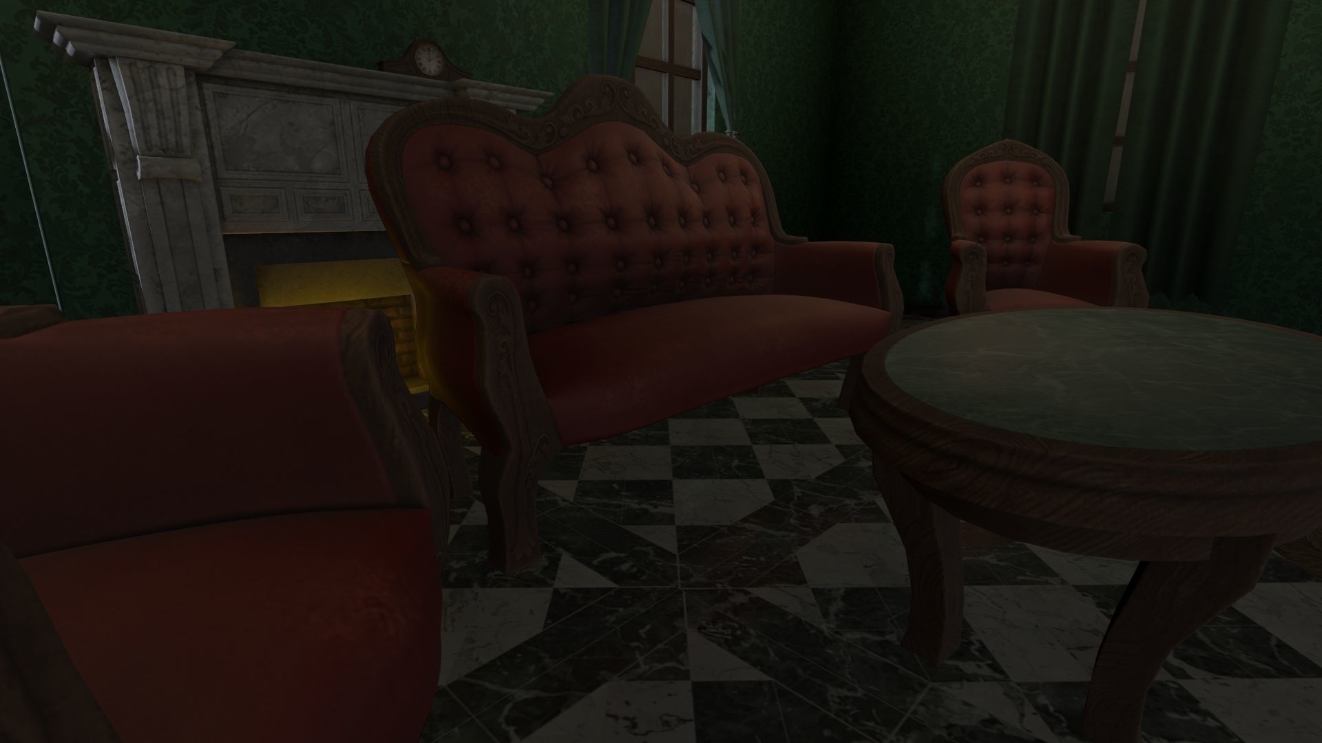 Vintage Victorian Living Room Pack With PBR Materials Low-poly 3D model_2
