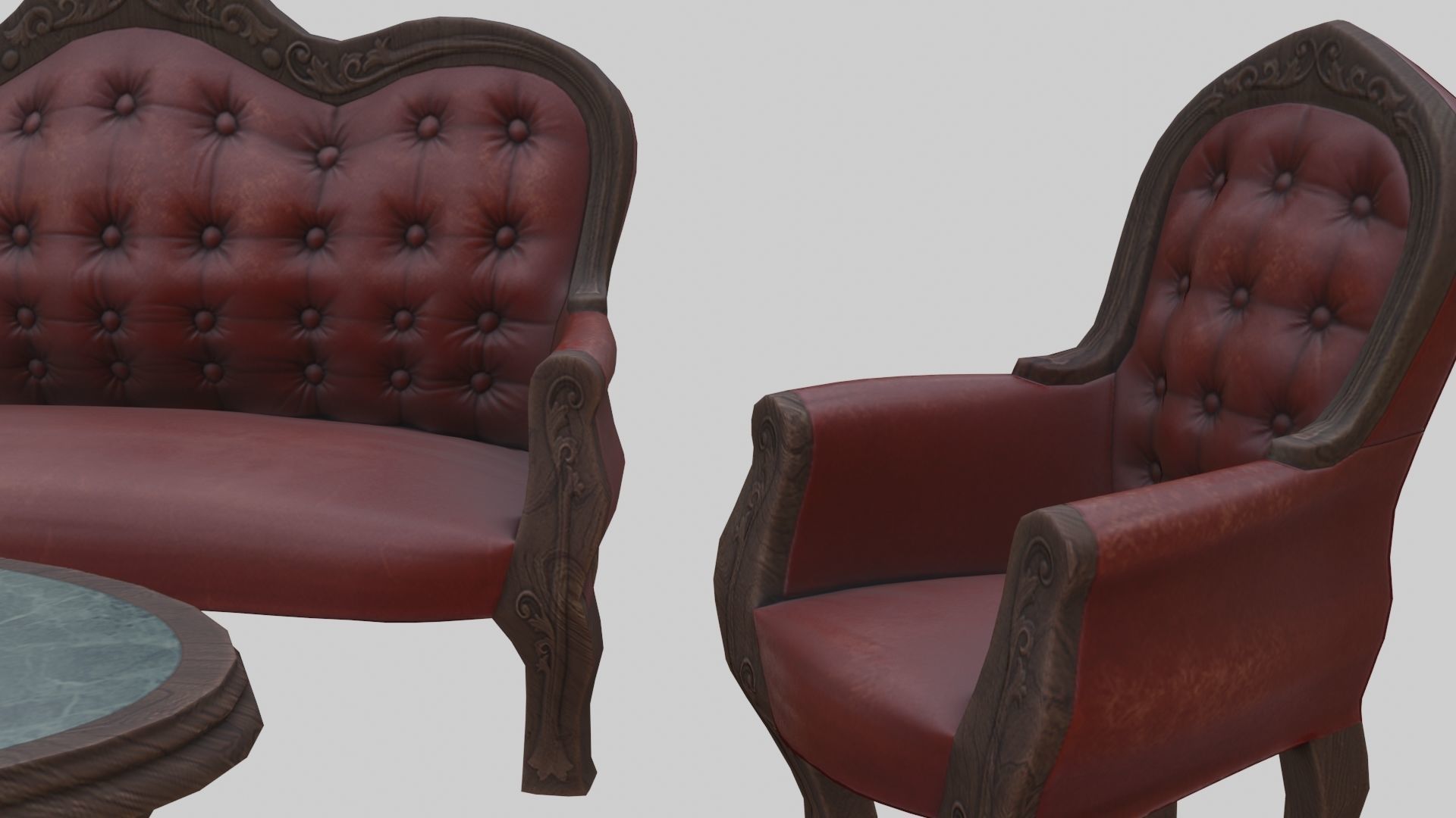 Vintage Victorian Living Room Pack With PBR Materials Low-poly 3D model_21
