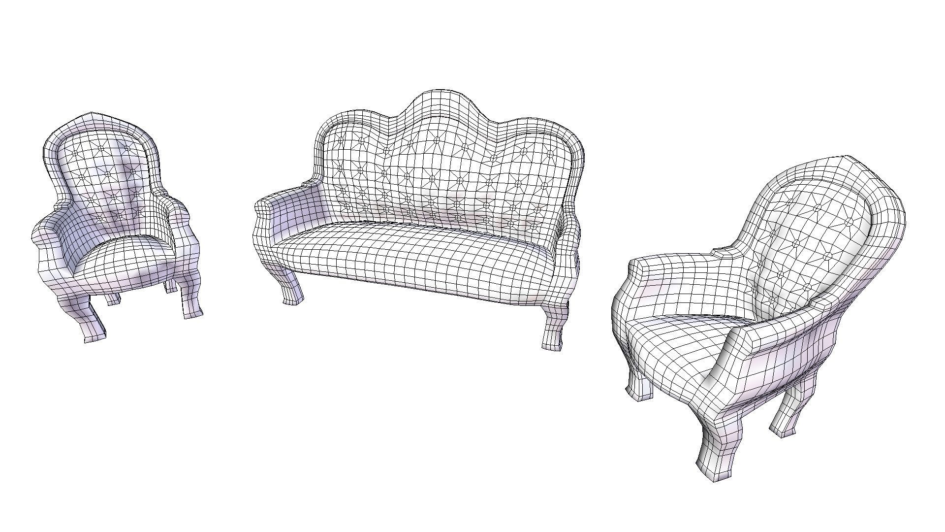 Vintage Victorian Living Room Pack With PBR Materials Low-poly 3D model_78