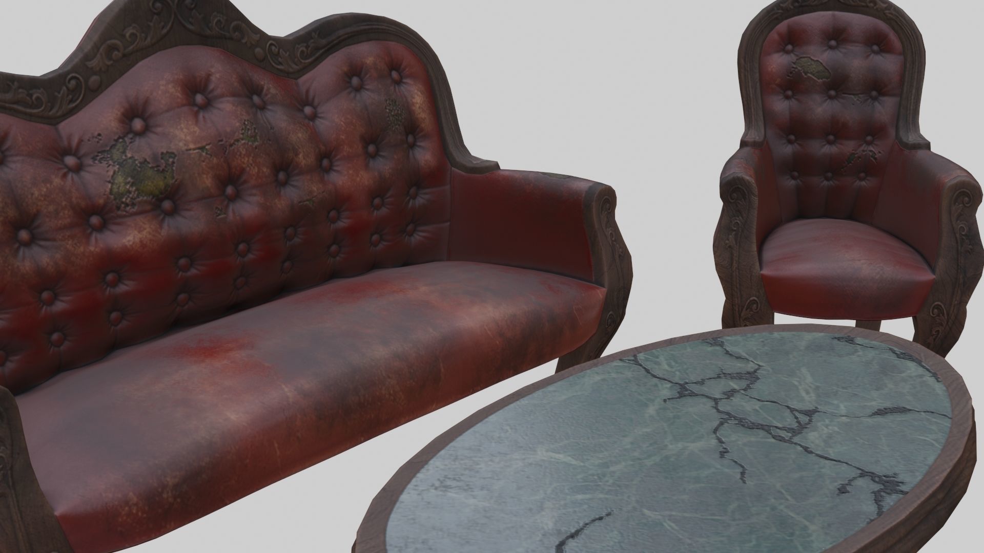 Vintage Victorian Living Room Pack With PBR Materials Low-poly 3D model_17
