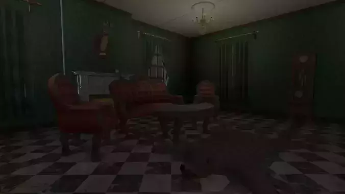 Vintage Victorian Living Room Pack With PBR Materials Low-poly 3D model