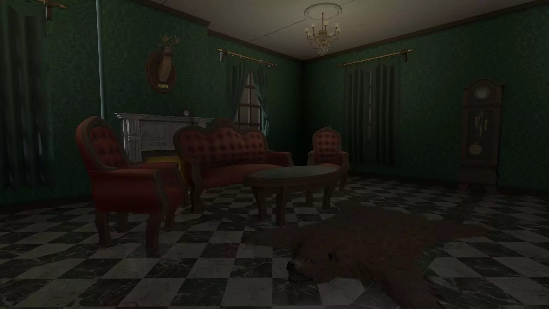Vintage Victorian Living Room Pack With PBR Materials Low-poly 3D model_0