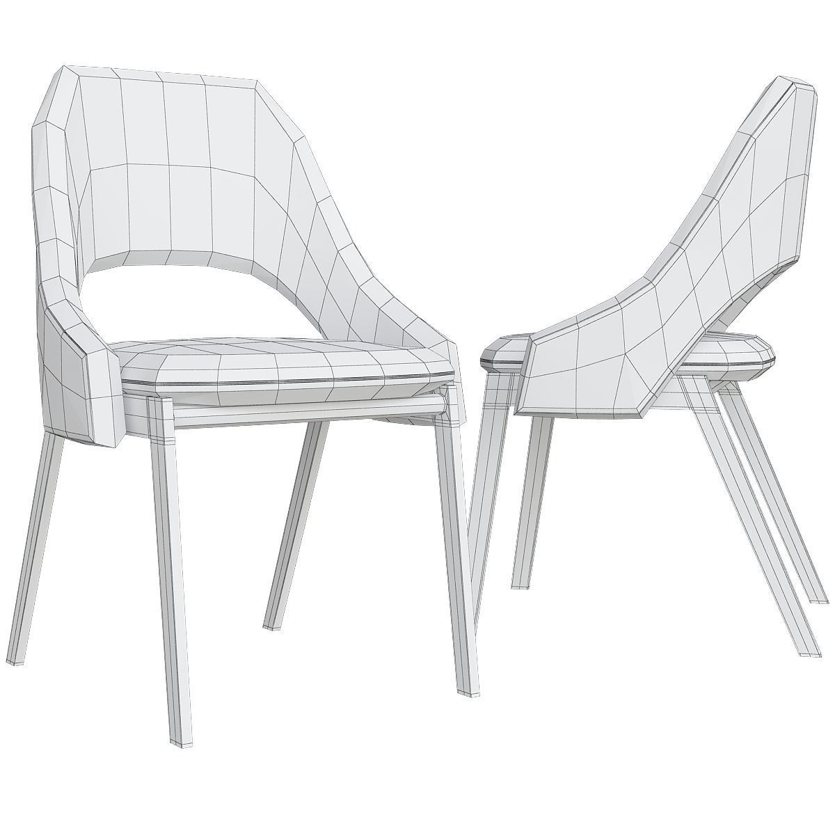 Chair and Armchairs 3d model collection 10 pieces Low-poly 3D model_30