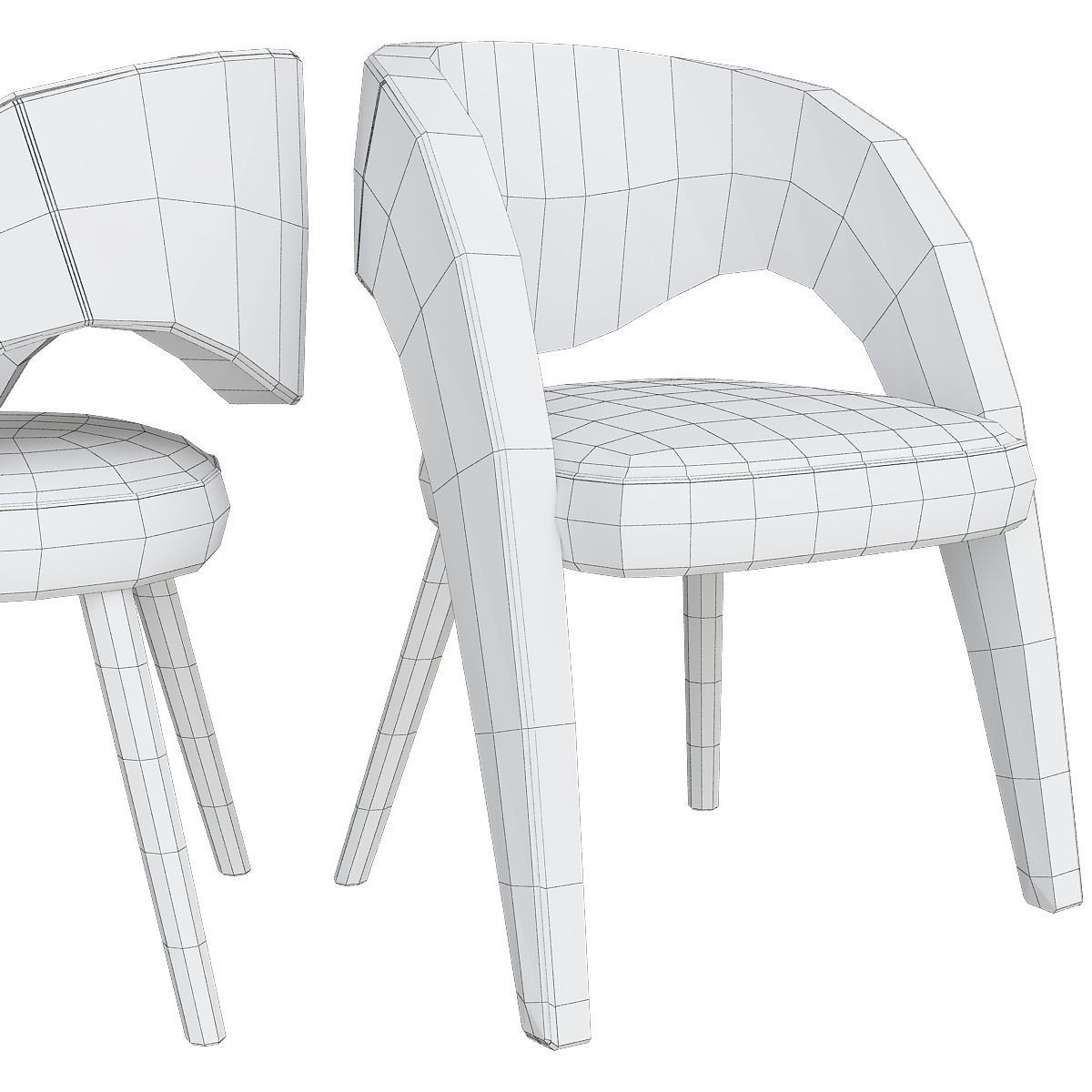 Chair and Armchairs 3d model collection 10 pieces Low-poly 3D model_31