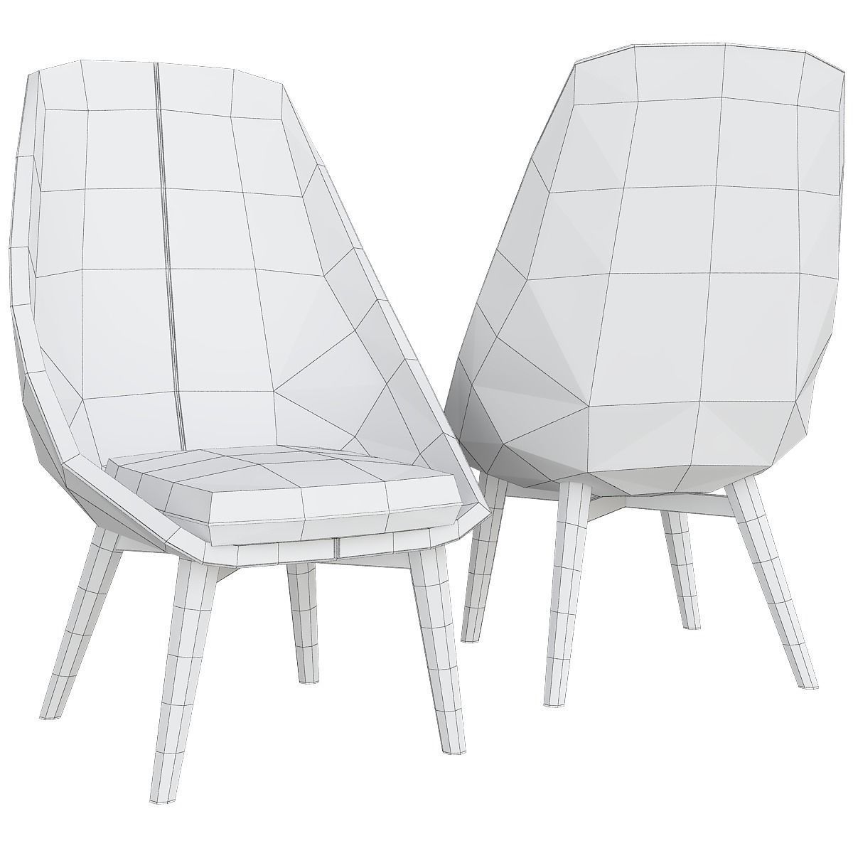 Chair and Armchairs 3d model collection 10 pieces Low-poly 3D model_43