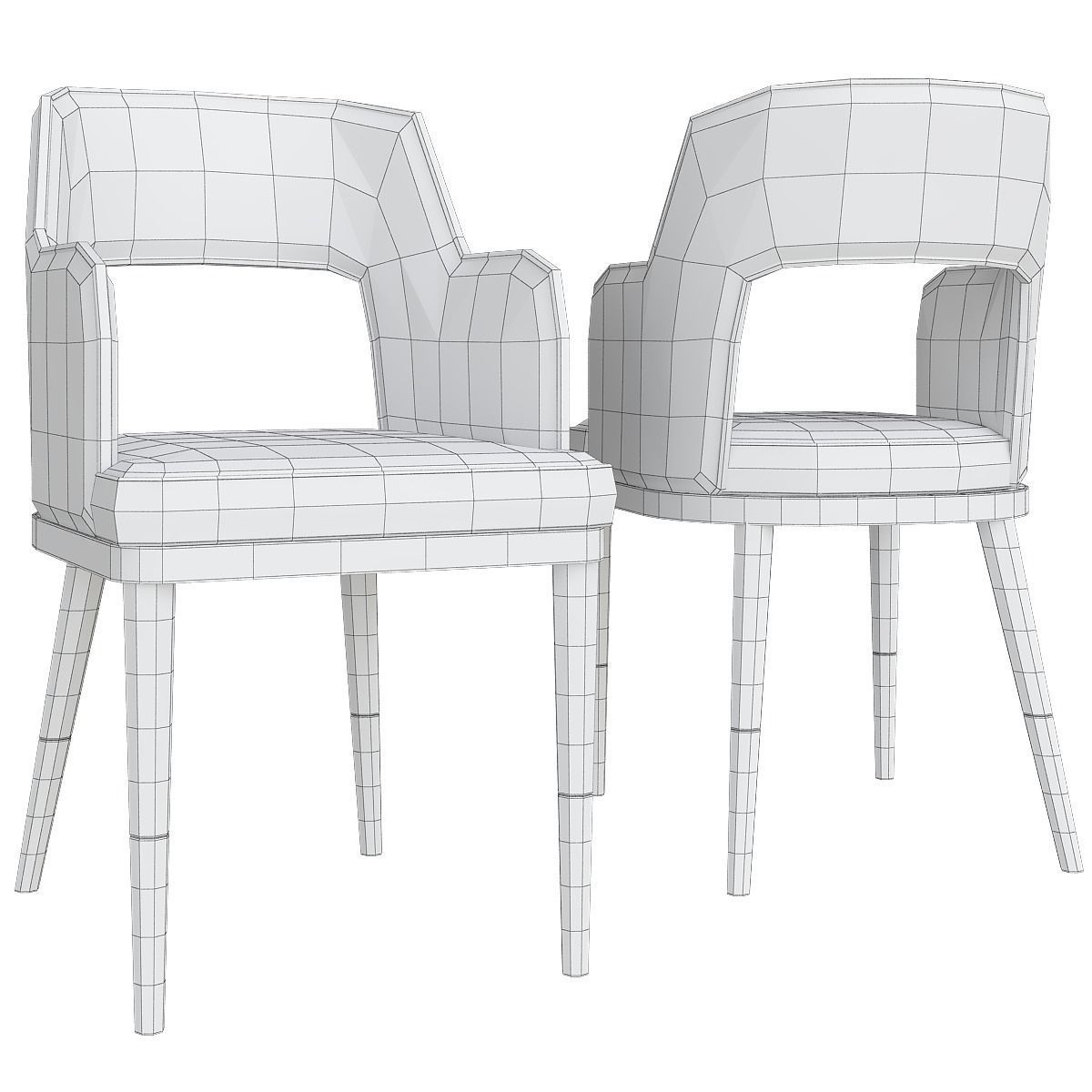 Chair and Armchairs 3d model collection 10 pieces Low-poly 3D model_39