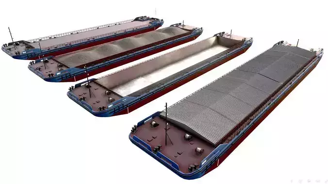 Barges  collection 02 Low-poly 3D model