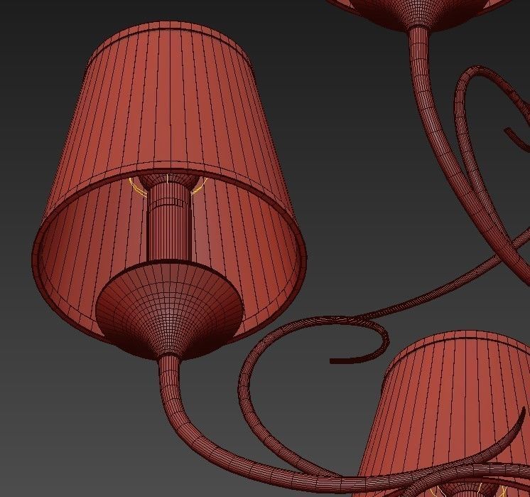 Classic five light chandelier in brass with shades 3D model_5