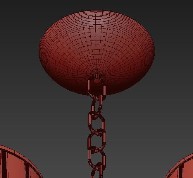 Classic six light chandelier in brass with shades 3D model_4