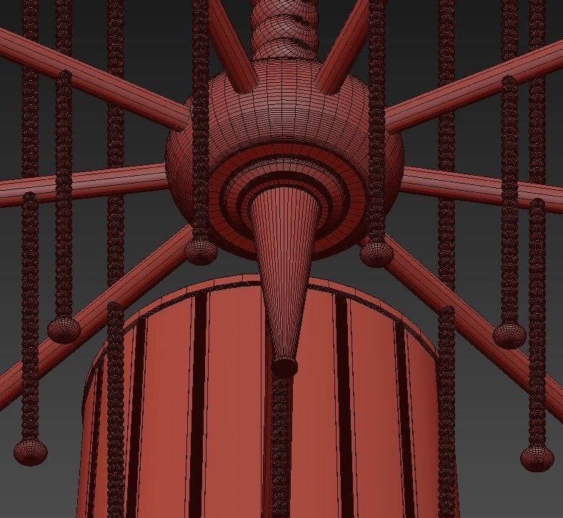 Classic six light chandelier in brass with shades 3D model_7