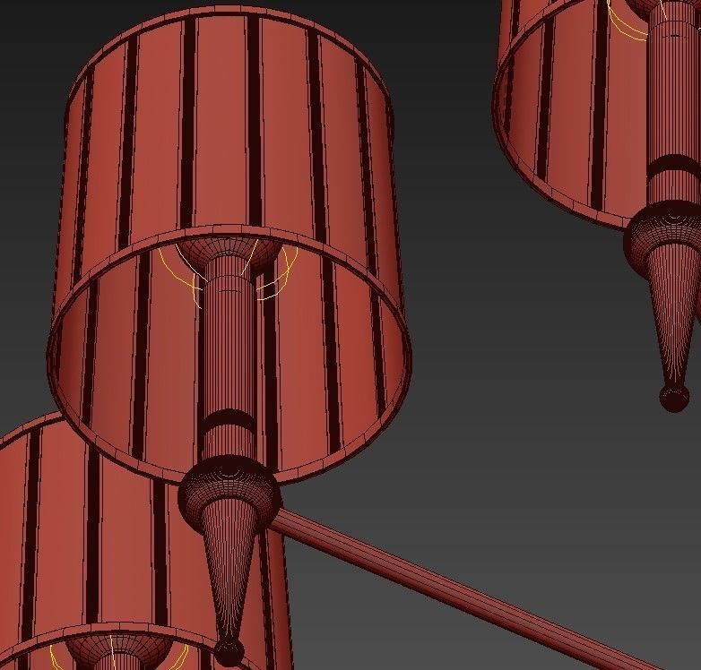 Classic six light chandelier in brass with shades 3D model_6