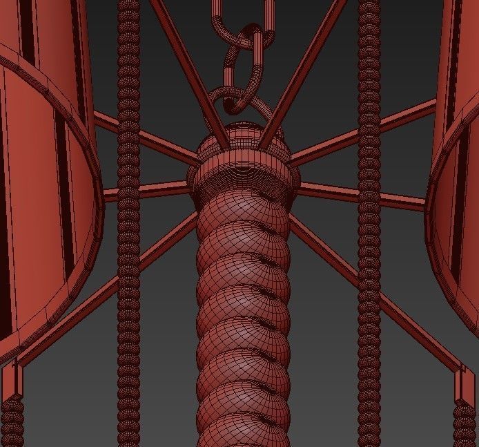 Classic six light chandelier in brass with shades 3D model_5