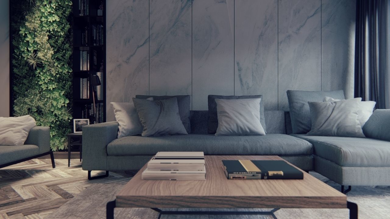 Modern Living Room Lumion 9 Interior Scene Plus Sketch up File 3D model_2