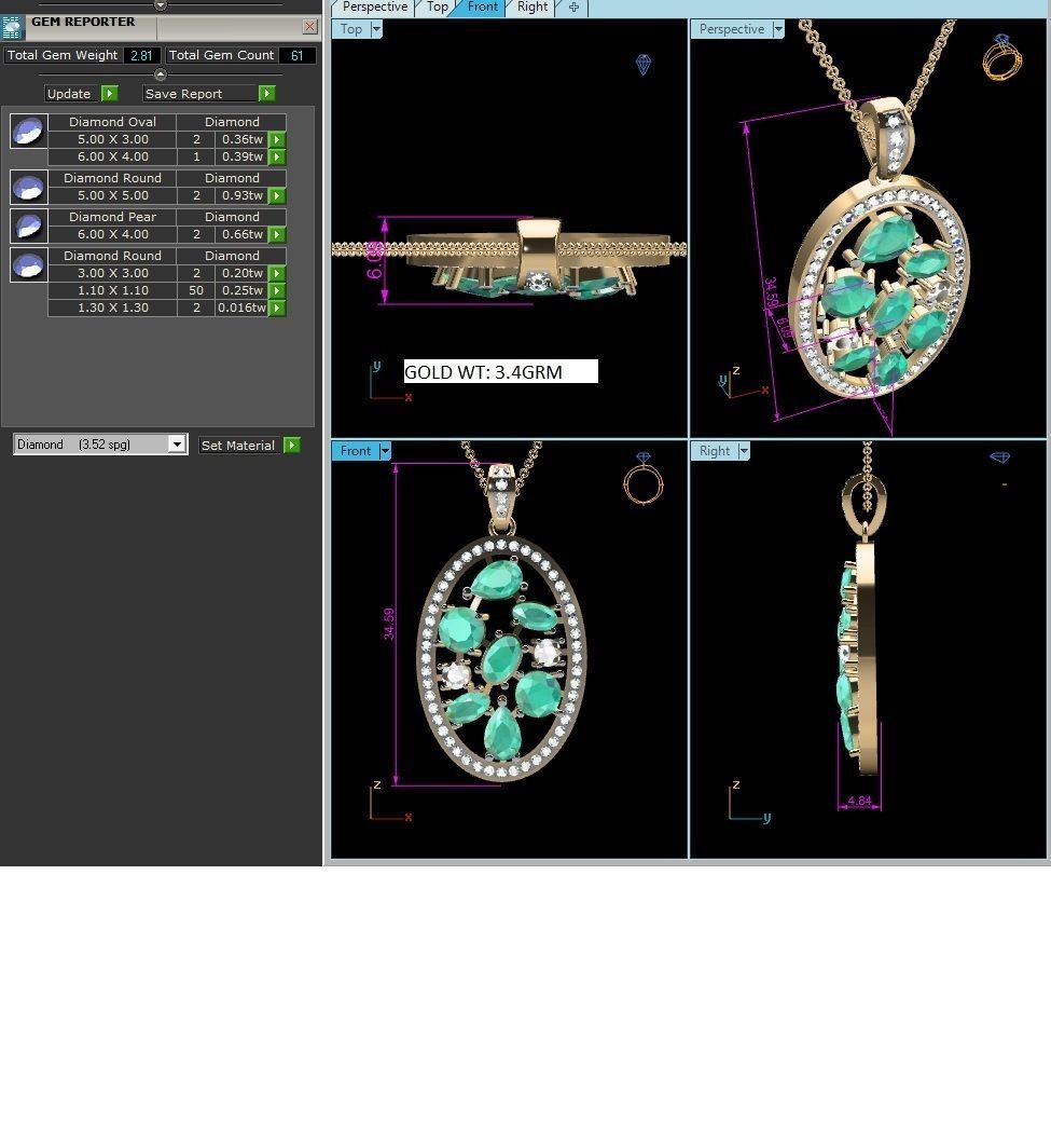 Women pendant 3dm render detail 3D print model_5