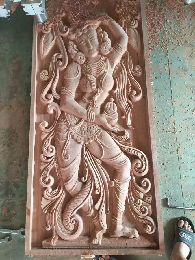 Lord Vishnu as Mohini with Amrit Kalash CNC carving 3D print model