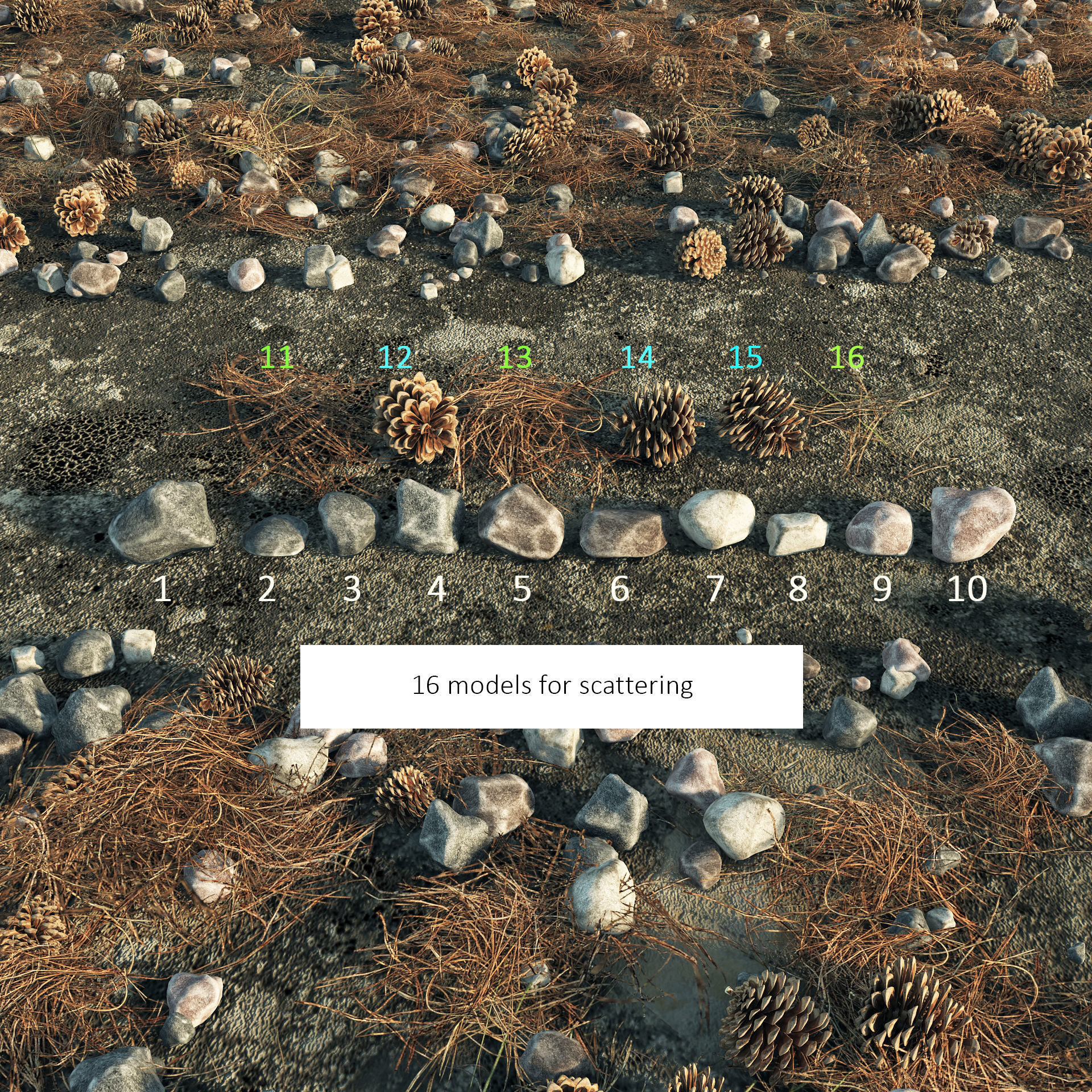 Scatter plant trees Low-poly 3D model_1