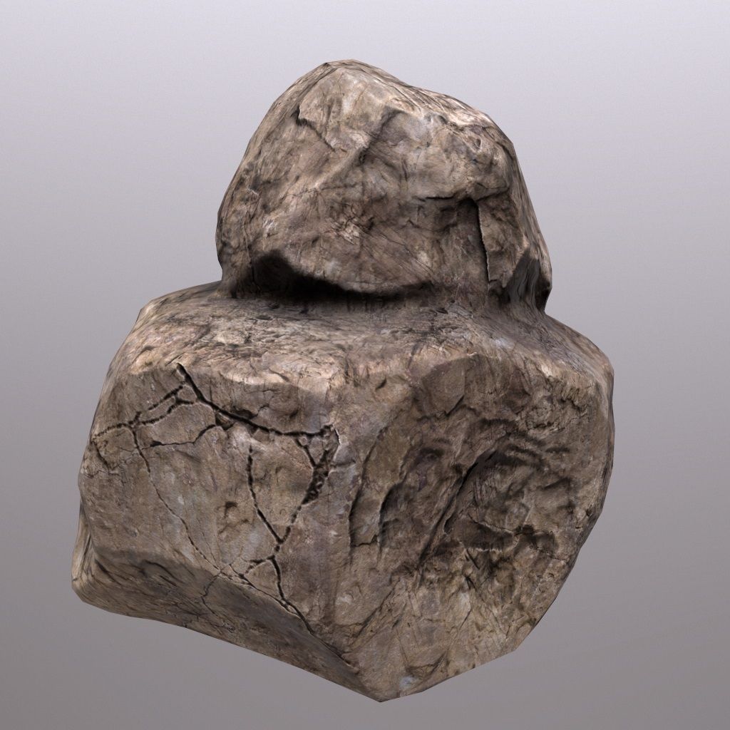 Stone rock Low-poly 3D model_4
