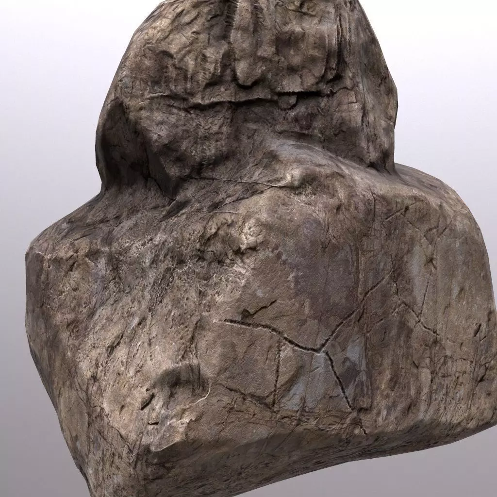 Stone rock Low-poly 3D model_0