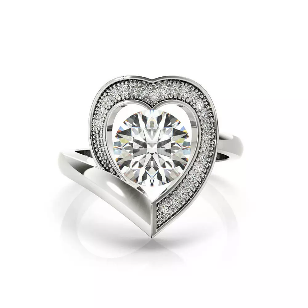 JCD Format Heart shape diamond engagement rings design 3D print model