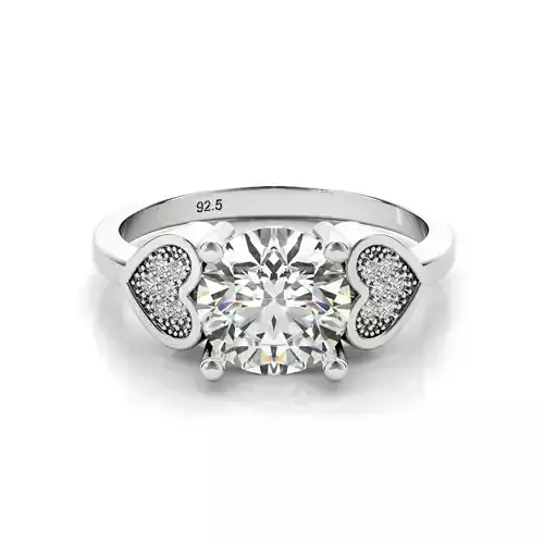 3DM Format 2 heart shape diamond engagement rings jewelry 3D print model