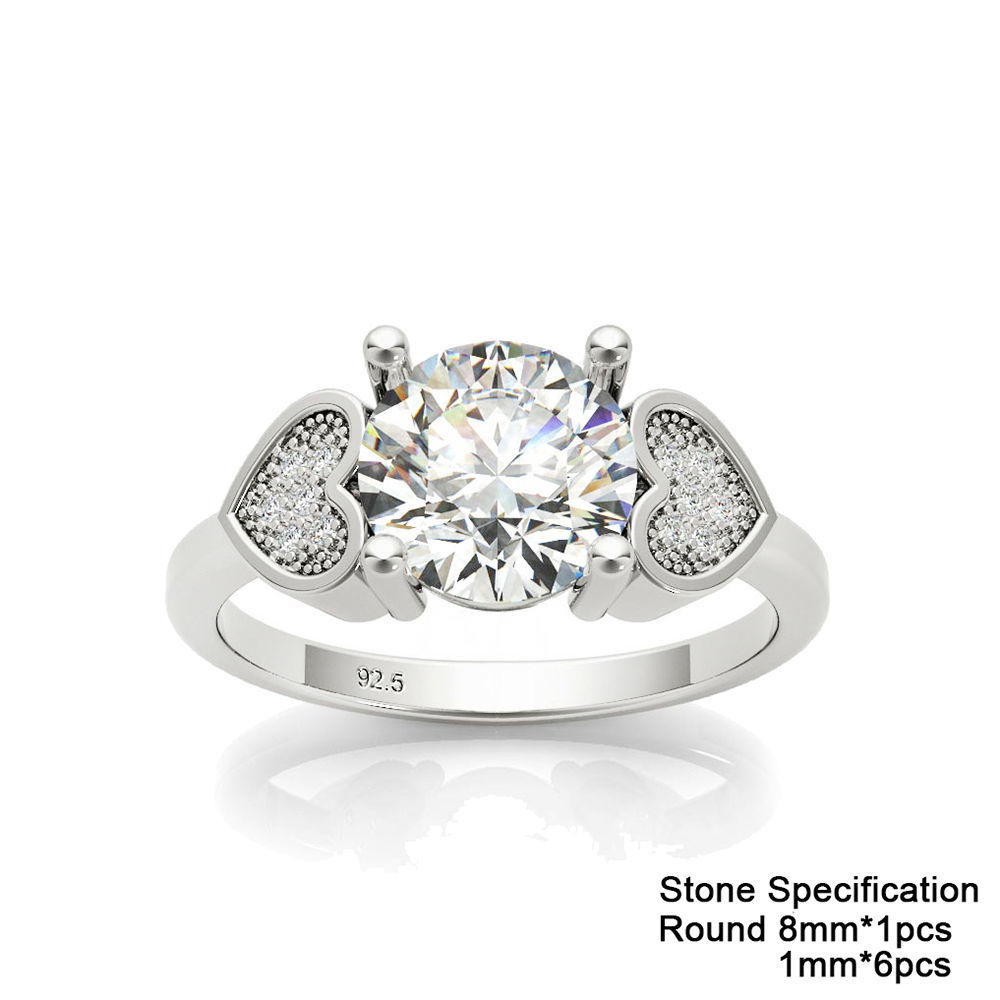 3DM Format 2 heart shape diamond engagement rings jewelry 3D print model_1