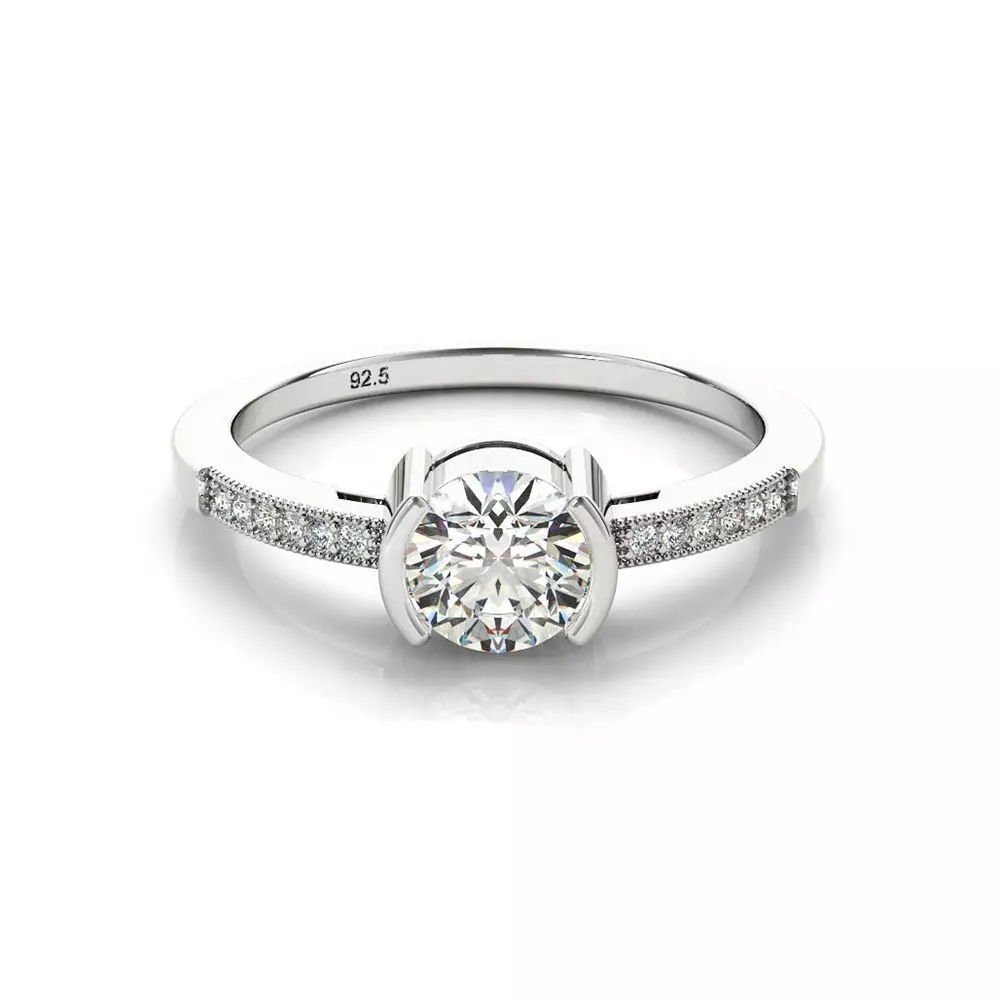 JCD Format Half bazel engagement rings for women cad cam jewelry 3D print model