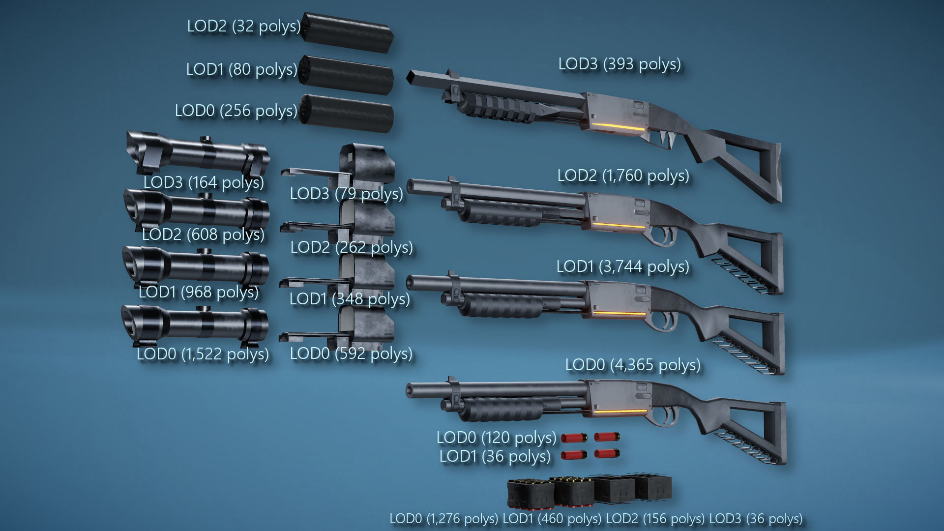 Futuristic Shotgun Low-poly 3D model_10