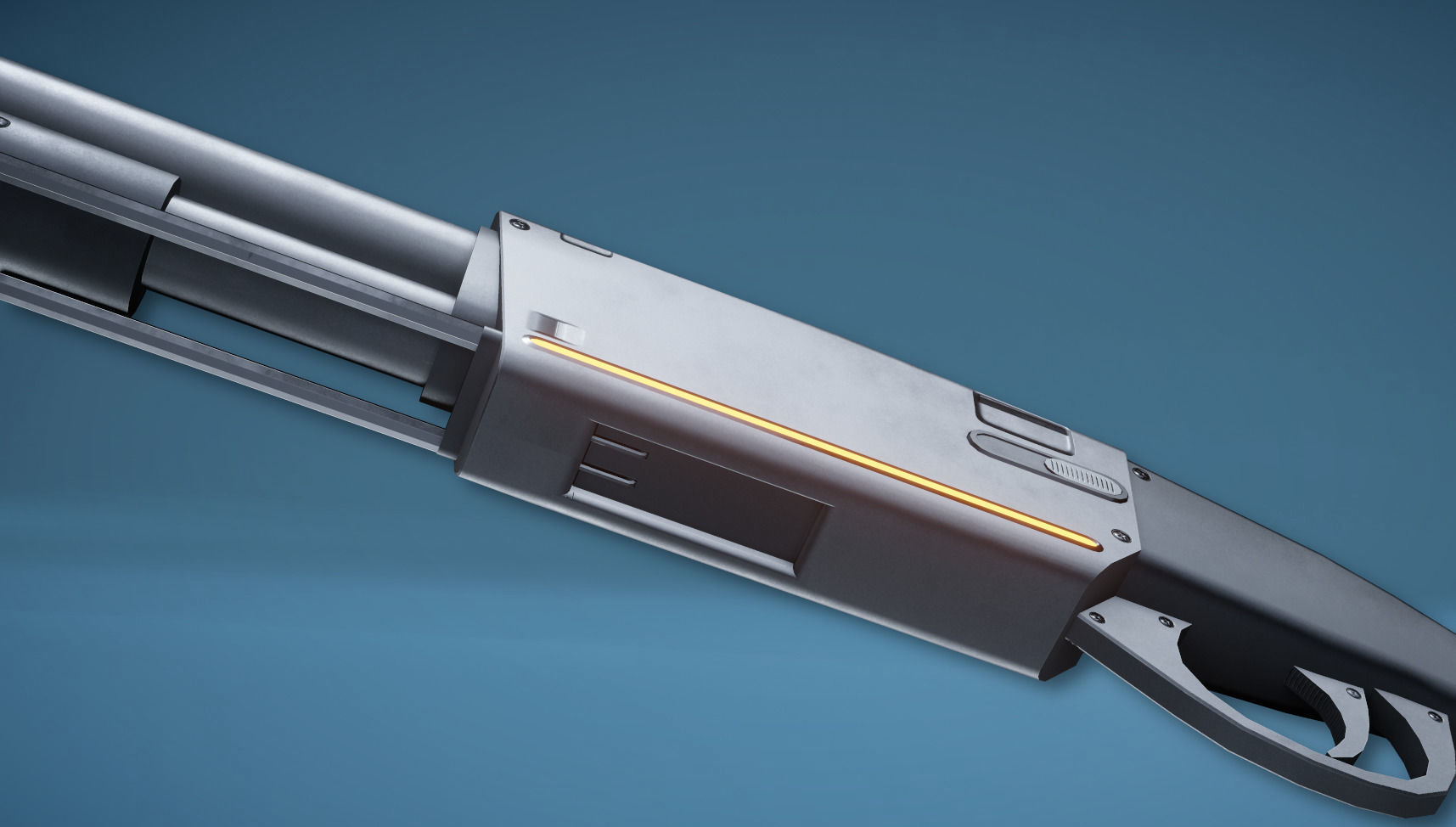 Futuristic Shotgun Low-poly 3D model_6