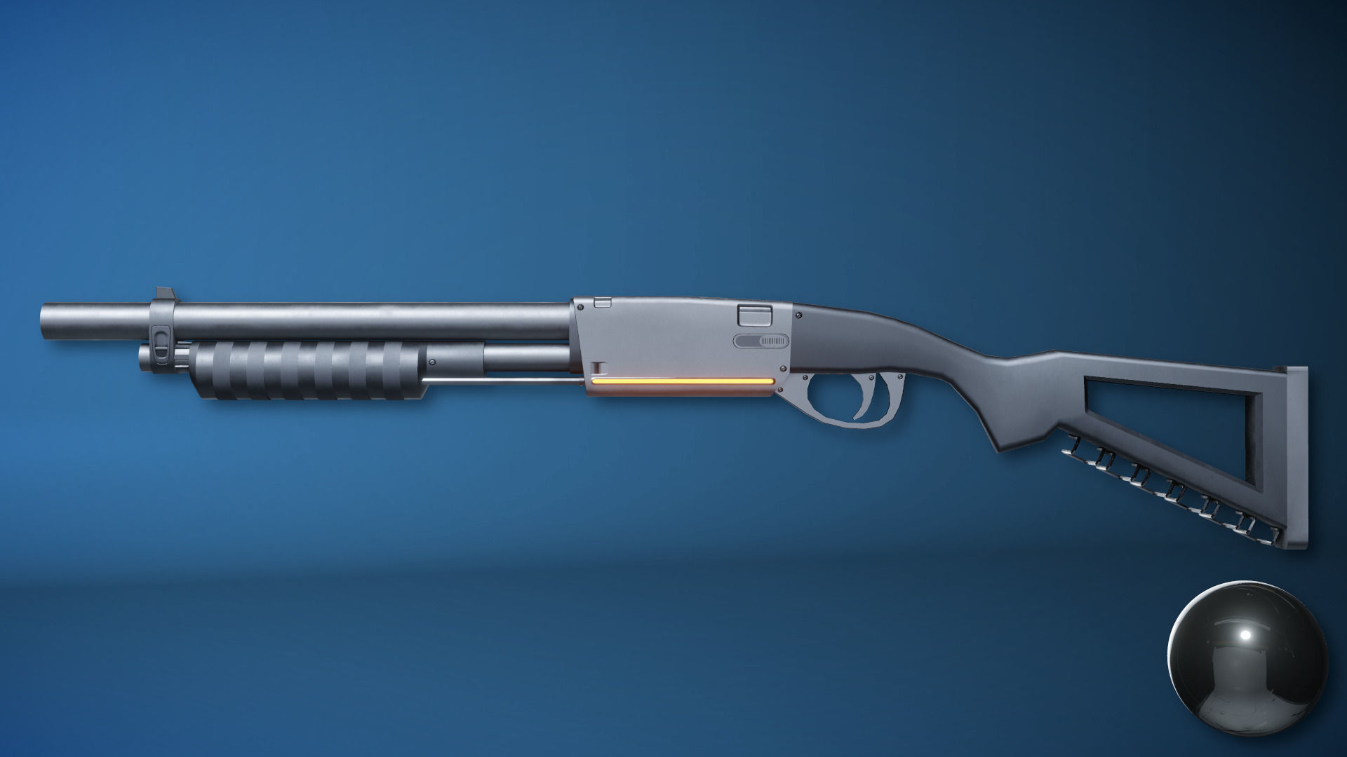Futuristic Shotgun Low-poly 3D model_2