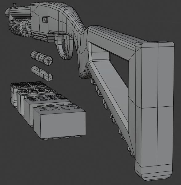 Futuristic Shotgun Low-poly 3D model_13