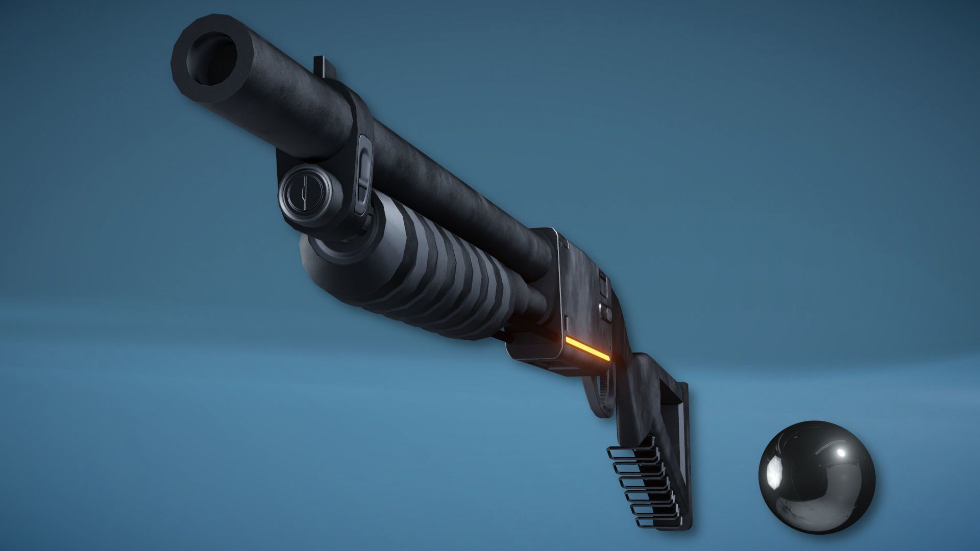 Futuristic Shotgun Low-poly 3D model_3