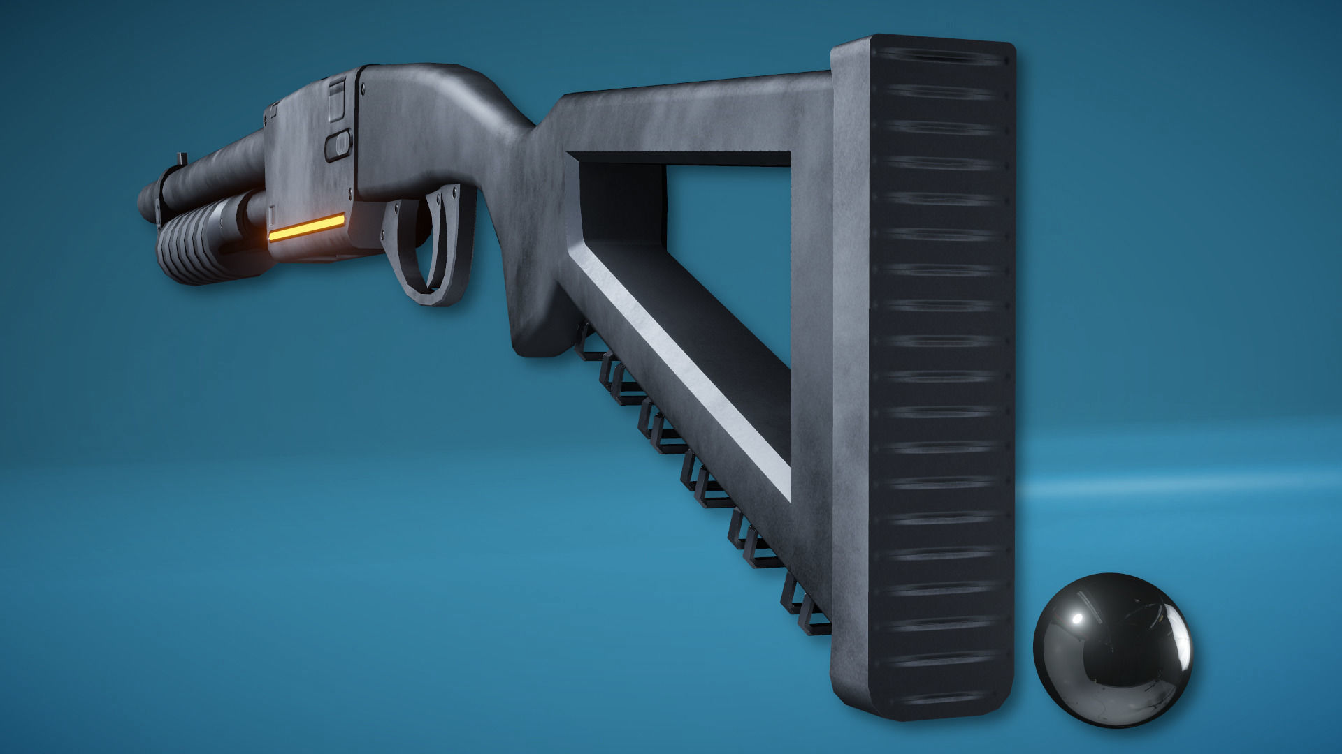 Futuristic Shotgun Low-poly 3D model_5
