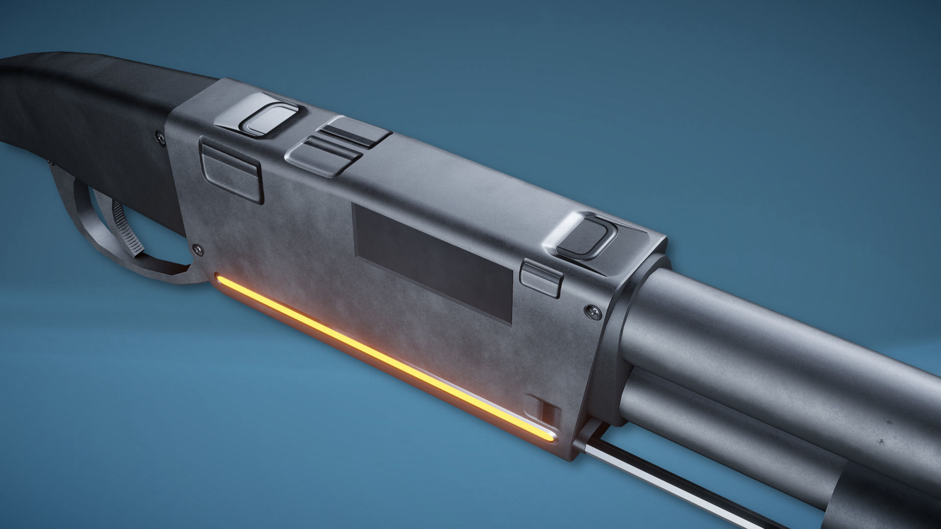 Futuristic Shotgun Low-poly 3D model_4