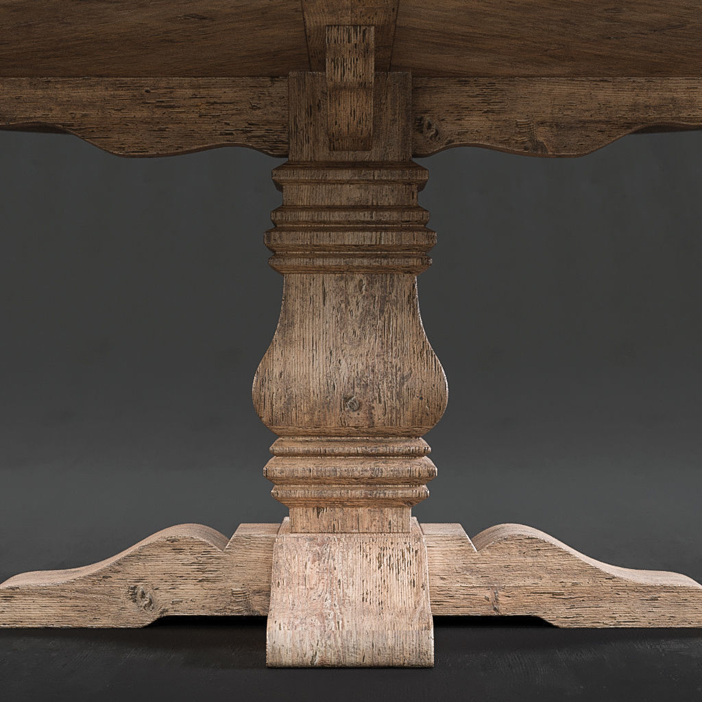 RH Salvaged Wood Round Dining Table 3D model_7