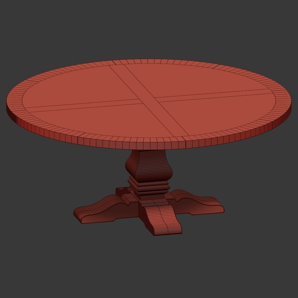 RH Salvaged Wood Round Dining Table 3D model_9
