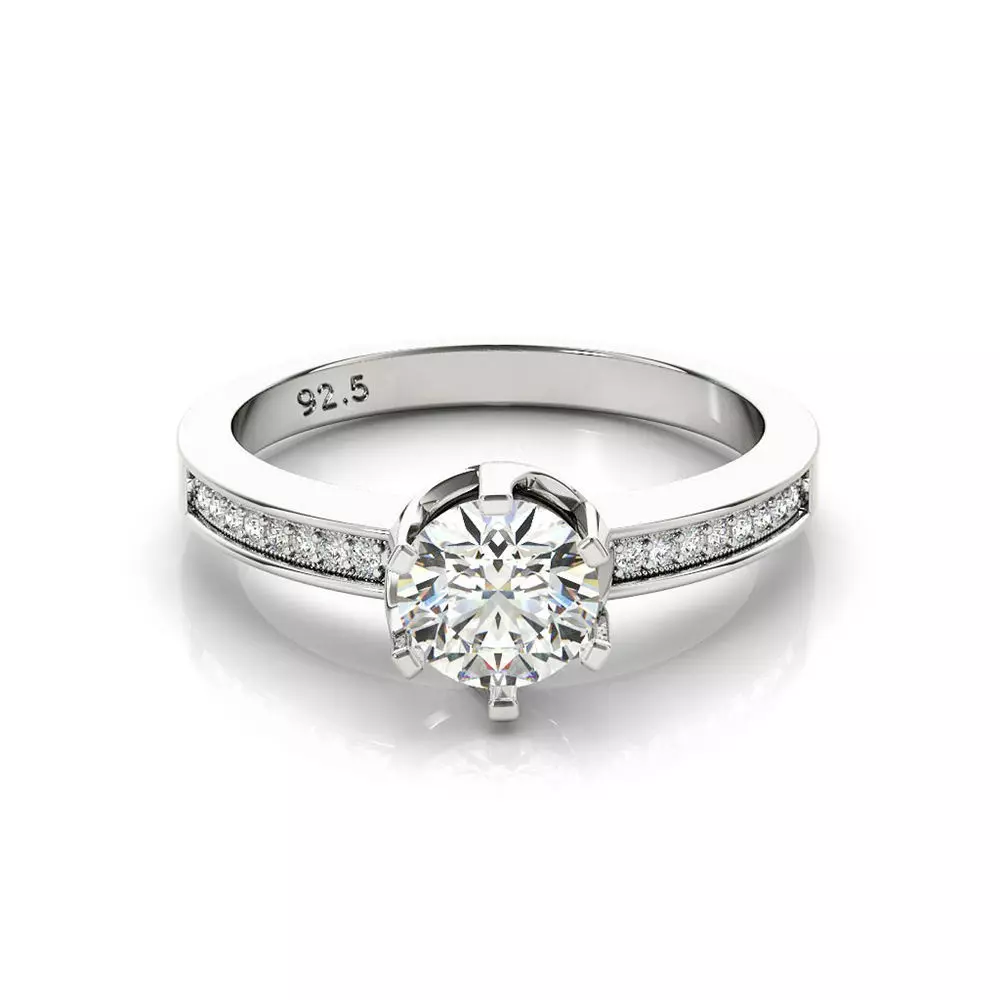 3DM Format  Ring cad diamond band engagement ring 3D print model_0