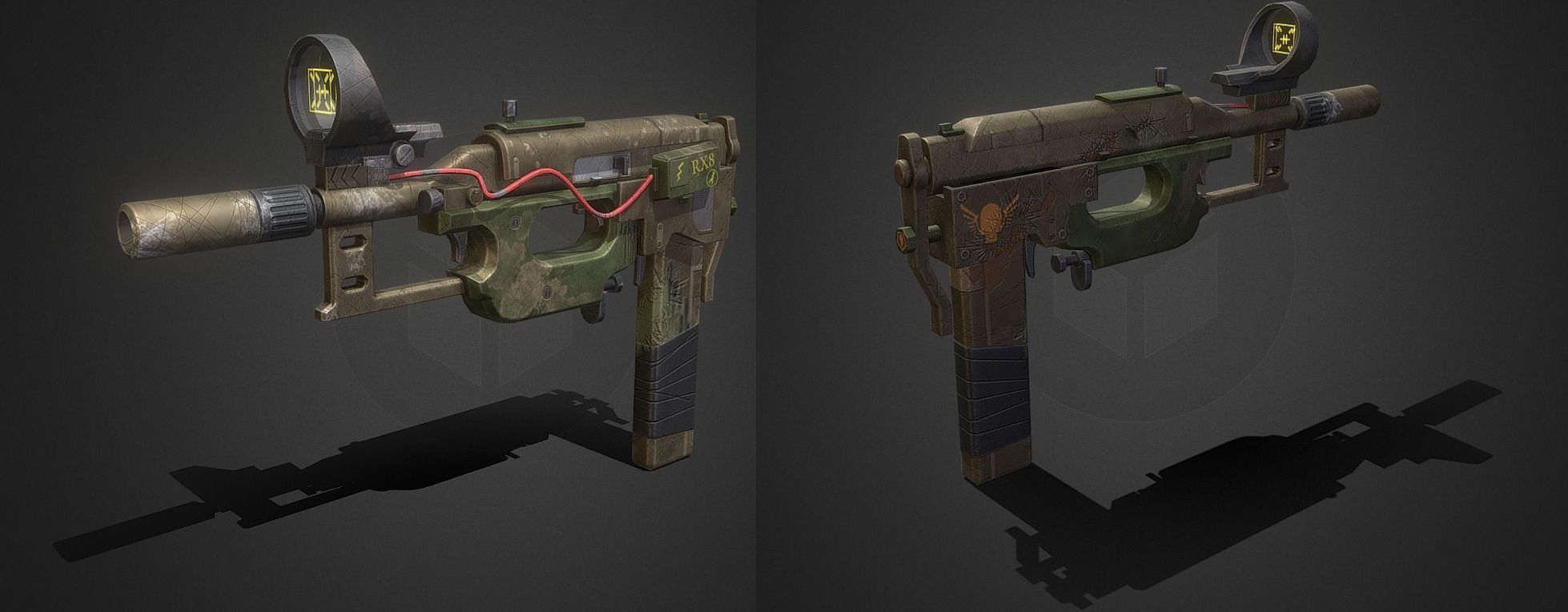 Post-apocalyptic gun Low-poly 3D model