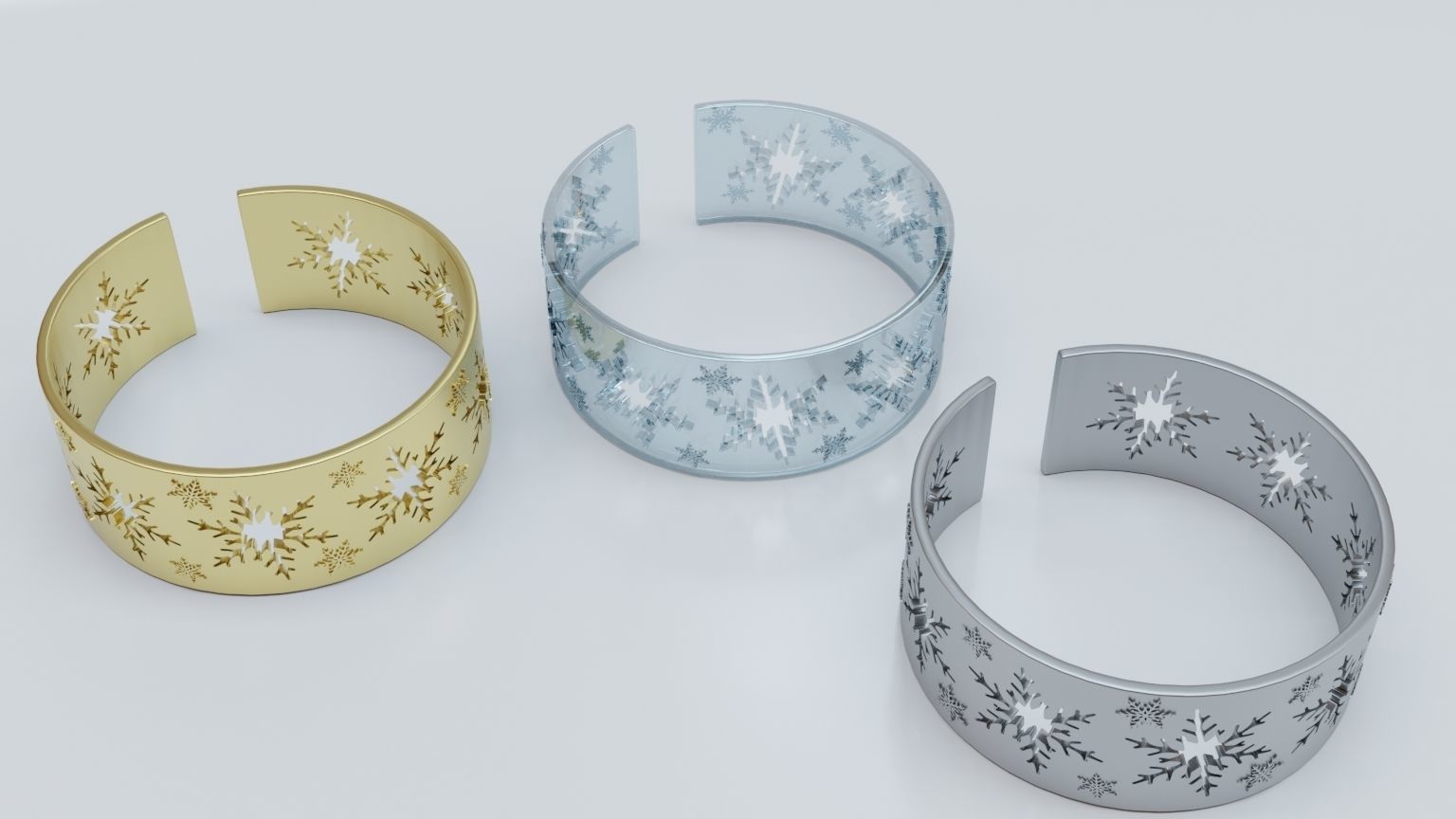 Bracelet Snowflake Christmas  3D print model_2