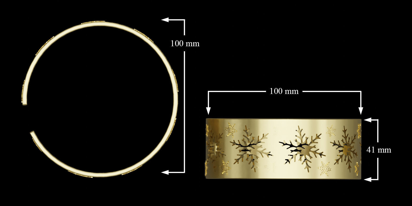 Bracelet Snowflake Christmas  3D print model_3