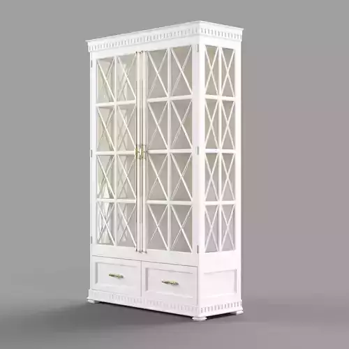 commode cabinet with glass doors and drawers