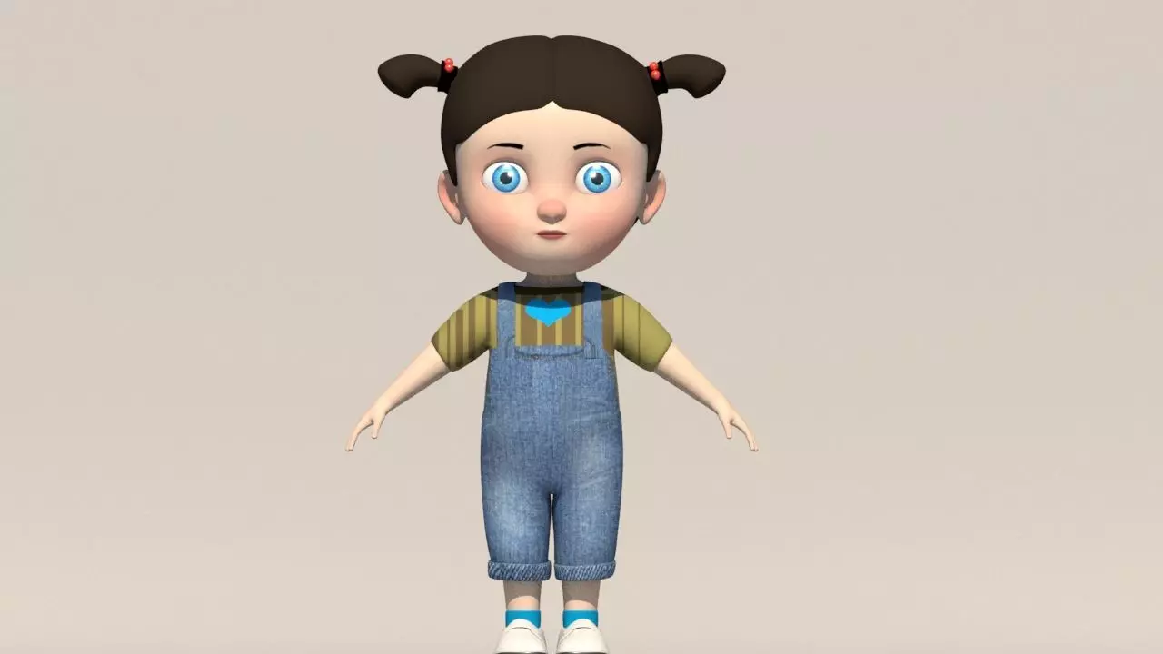 chartoonic cute girl  3D model_0