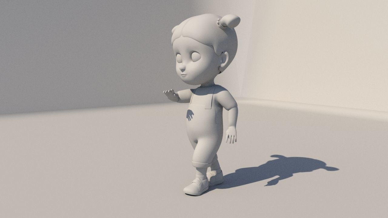 chartoonic cute girl  3D model_2