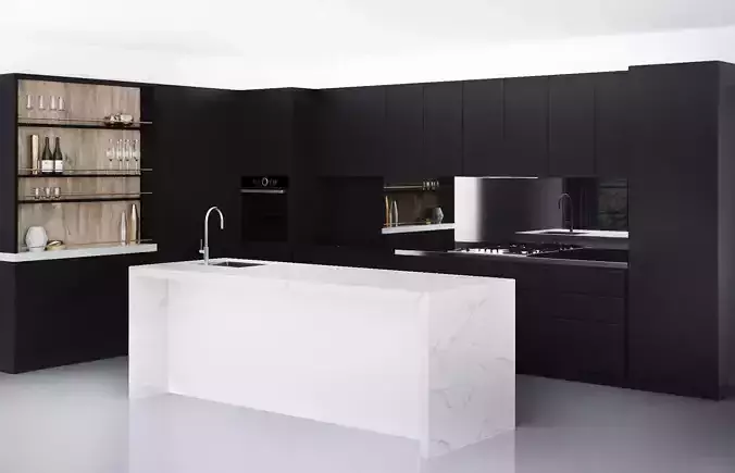 Glamour Black Kitchen by LAMINEX 3D model